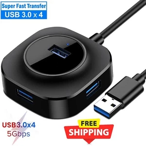 USB 3.0 Hub 4 Port High Speed Multi Port Splitter for PC Laptop Macbook PS4 - Picture 1 of 9