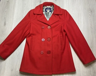 Vintage Woolrich Coat Women 8 Red Wool Pea Double Breasted Winter USA 1960s - Image 1 of 4