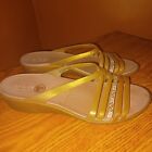 Crocs Iconic Comfort Strappy Mini Wedge Sandals Isabella Gold Women's Size 7