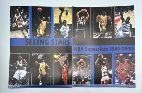 NBA Superstars 1980-2000 2 Page Poster 16.5"x11" NBA Jordon Shaq Johnson Barkley Cover