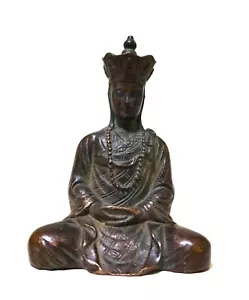 Antique Old bronze Tibetan Ksitigarbha Buddha Buddhism Bodhisattva statue 9cm - Picture 1 of 8