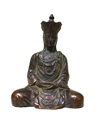 Antique Old bronze Tibetan Ksitigarbha Buddha Buddhism Bodhisattva statue 9cm - Image 1 of 4