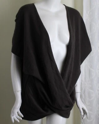 NWT Eskandar O/S 32"L Criss Cross Brown Wrap 100% Cashmere Tunic Sweater Vest - Image 1 of 4