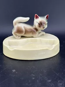 De colección 1950 Shafford Animal Maso Ware Lobo Amarillo Cerámica Ahstray Japón #5301 - Imagen 1 de 7
