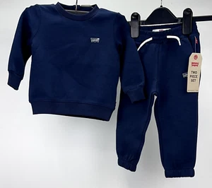 Conjunto de jersey y jogger Levis Core para niños, conjunto para niños talla 12 meses, azul marino, nuevo - Imagen 1 de 14