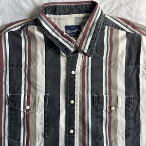 Vintage Wrangler Short Sleeve Brushpopper Shirt Size XXL Western Pearl Snap