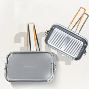 Outdoor Camping Fry Pan Mess Tin Camping Hiking Fishing Stainless Steel Mess Kit - Picture 1 of 13