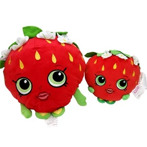 Shopkins Lot of 2 Strawberry Kiss PiIllow Buddy Plush Large 14" and Small 9" - Picture 1 of 7