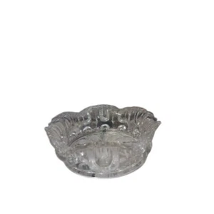 VTG Clear Cut Glass Candy Nut Dish Ruffled Edge Bowl Round Pressed Crystal Look - Picture 1 of 5
