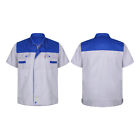 Men Short Sleeve Work Jacket Shirt Pocket Utility Mechanic Uniform Workwear