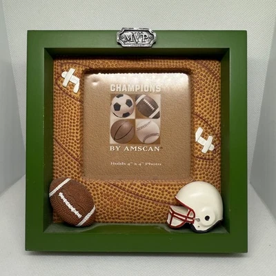Amscan Football Picture Frame for  4” X 4” Picture Made Of Resin 3D Football,etc - Image 1 of 4