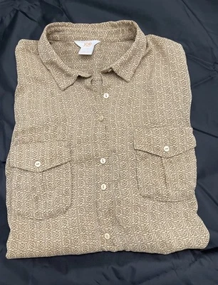 Blusa Joe Fresh color tostado transparente con botones manga larga talla grande Foto 1 de 4