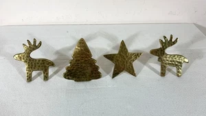 VIDEO - Vintage Set of 4 Solid Brass Large CHRISTMAS Napkin Rings, Holiday Decor - Picture 1 of 4
