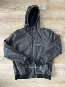 Billabong Surf Jacket Men’s L Black Silver Blue Striped Pattern Fleece Insulated - Picture 1 of 7