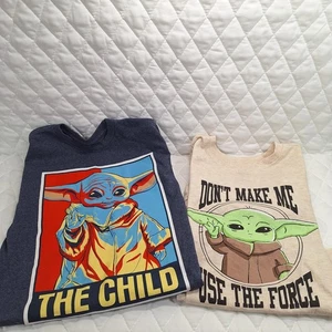 2 Star Wars Child L 10/12 Baby Yoda T-shirts Short Sleeve The Child 2 Shirts - Picture 1 of 8