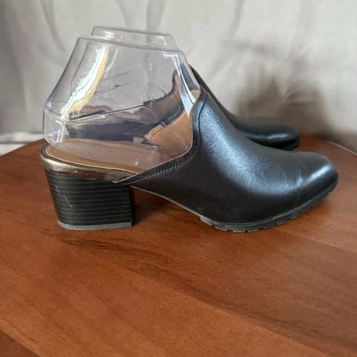 Vionic Claremont Chunky Heel Leather Mules Shoes Black I8651L3001 Women 7 M - Image 1 of 4