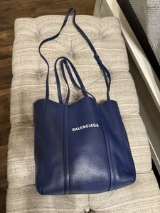 **AUTH* Balenciaga Everyday Tote Bag Leather Navy Blue Bel Air - Picture 1 of 13