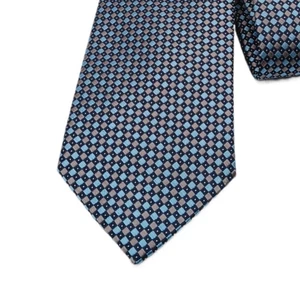 Corbata de seda Pronto Uomo para hombre 62” azul gris tejido geométrico corbata clásica nueva - Imagen 1 de 3