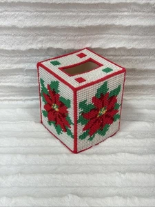 Cubierta de caja de pañuelos de Navidad hecha a mano de lona de plástico con punta de aguja de colección - Imagen 1 de 6