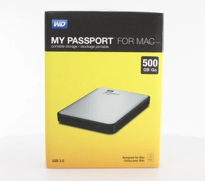 Boxed WD My Passport External Hard Drive 500GB Silver - Mac (WDBLUZ5000ASL-EESN) - Image 1 of 3