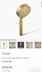 Kohler K-22166-2MB Purist Hand Shower 2.5 GPM In Brushed Moderne Brass - Picture 1 of 3