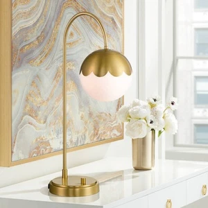 360 Lighting Camila 25" Antique Brass Globe Lamp with USB and Outlet - Picture 1 of 10