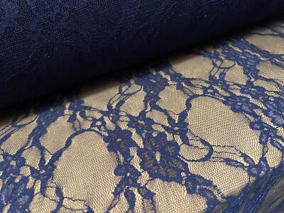 Stretch Mesh Net Lace Fabric, Per Metre - Dark Navy - Image 1 of 3