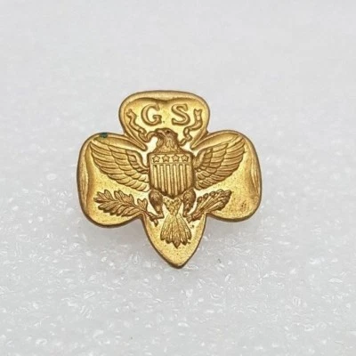 Vintage Girl Scout Pin - GS USA Gold Colored Metal Pinback - Image 1 of 4