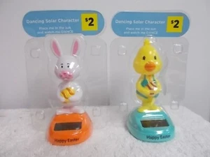 2 coniglietti bianchi danzanti solari e pulcino giallo decorazione buona Pasqua nuovi - Foto 1 di 2
