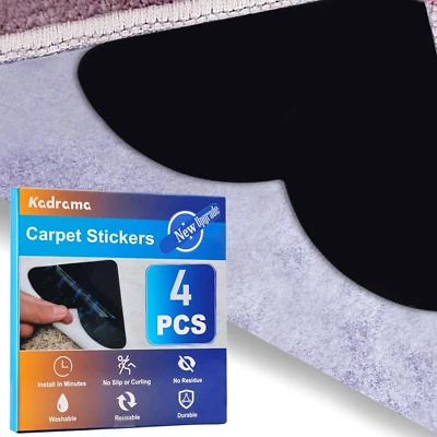 4 Pack Non-Slip Carpet Tape for Hardwood Floors - No Damage Rug Stickers - Image 1 of 4