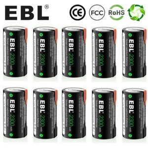 EBL 2300mAh Sub C Rechargeable NiCd Batteries Sub-C Cell Batteries w/ Tabs Lot - Picture 1 of 17