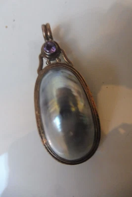 Molto Bella ,Grande Rimorchio (Ciondolo da Collana) ,925 Argento Guscio Ametista - Immagine 1 di 4