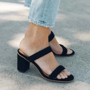 Soludos Ines Blockabsatz Sandalen Wildleder schwarz bequem Sommerschuh Damen 8,5 - Bild 1 von 4
