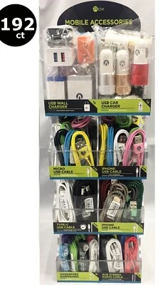 192ct PHONE CABLE CHARGER ACCESSORIES WHOLESALE LOT COUNTERTOP DISPLAY-2PORTS - Image 1 of 4