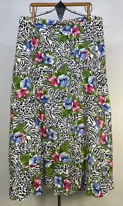 Choices Linen Skirt Midi Floral Animal Print Elastic Drawstring Waist Sz L NEW - Picture 1 of 13
