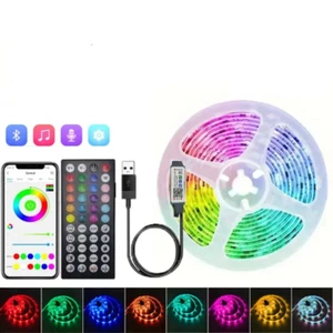Striscia LED RGB 5050 - Fascia luminosa intelligente con APP e telecomando, sincronizzazione musicale, 1 m - Foto 1 di 24