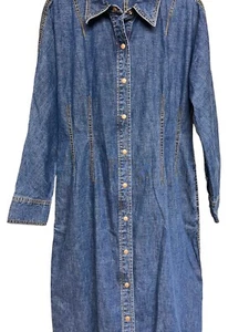 Tory Burch Denim Shirtdress Medium Wash Women’s Size 14 - Picture 1 of 11