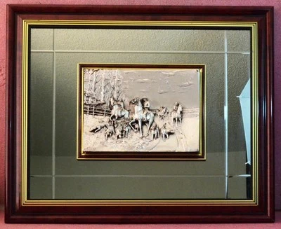 Vintage Artistic Sculpture Relife covered mirror frame 925 Silver 28" X 23". - Image 1 of 4