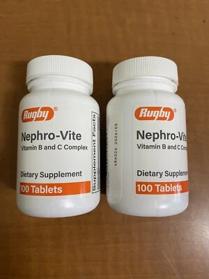 2件装Nephro-Vite维生素B和C复合物100片每片有效期至2026年12月 — 第 1/4 张图片