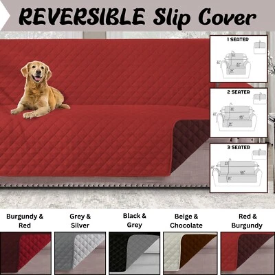 REVERSIBLE Quilted Sofa Slip Covers Furniture Non Slip Throw Pet Protector DOGs - Image 1 of 4