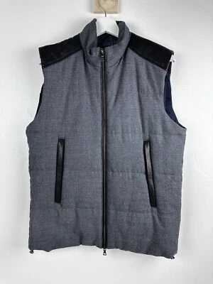 Chaleco de Lana Vince Puffy Negro Cordero Cuero Borde de Hombro Gris Para Hombres Talla Mediana Foto 1 de 4