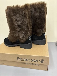 Stivali BEARPAW Regina scamosciati lana di pecora pelliccia sintetica "NeverWet" nero marrone taglia 8 - Foto 1 di 5