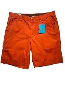 Columbia Herren Größe 36 ausgewaschene Shorts Größe 10" Schrittlänge rostfarben Taschen Gürtelschlaufen - Bild 1 von 14