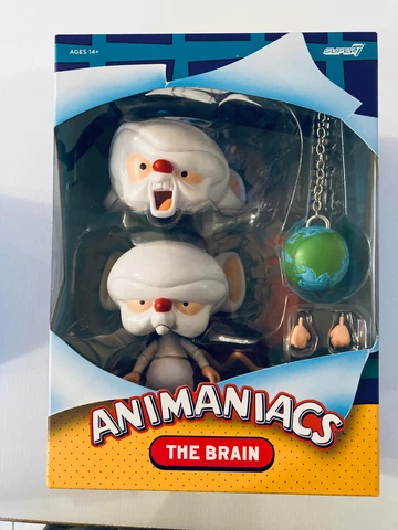 Super 7 - Animaniacs Pinky and the Brain - The Brain Figure - Dented Box Cover