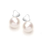 Silver Jewelco London Pearl Full Moon Love Heart Drop Earrings 9mm