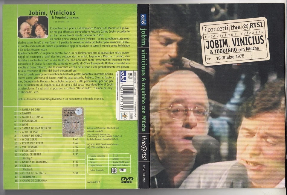 Dvd JOBIM VINICIUS & TOQUINHO con Miucha - I concerti live RTSI 1978 - Immagine 1 di 1