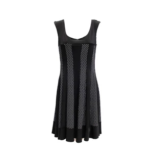 Connected Dress Womens 6 Black White Polka Dot Cocktail Stretch Sleeveless Midi - Picture 1 of 6