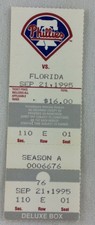 MLB 1995 09/21 Florida Marlins at Philadelphia Phillies Ticket-Jim Eisenreich HR