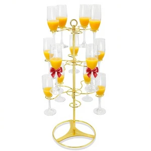 【UPGRADED】Champagne Glass Stand - 3 Tier 15 Holders - Gold Cocktail Tree Stan... - Bild 1 von 9