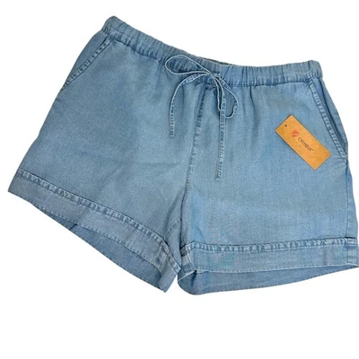 Shorts jeans Cremieux cordão cintura bainha algemada casual azul tamanho P - Imagem 1 de 4
